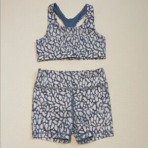 DSG Blue and White Sports Bra and Shorts Set Girl’s Medium